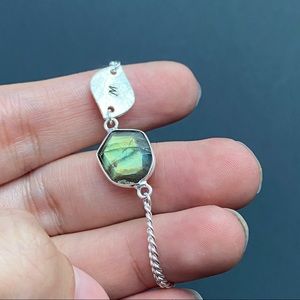 Custom Initial Letter Name Labradorite Bracelet
